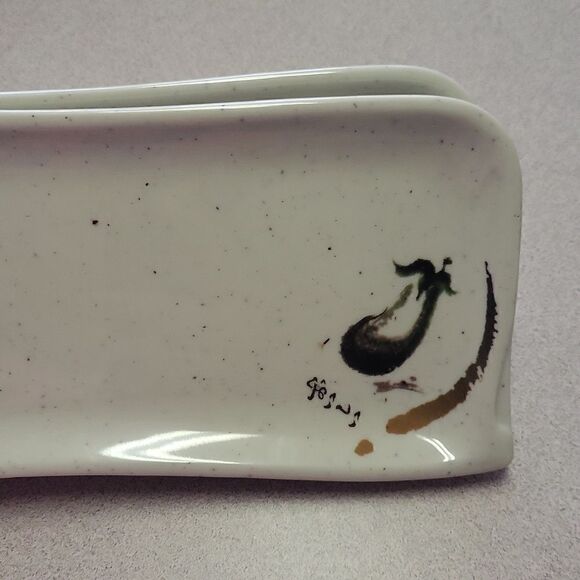 Melamine Rectangular Plate 10"x4", Eggplant Design Sushi Plate. Set of 8, NIB - Picture 2 of 6